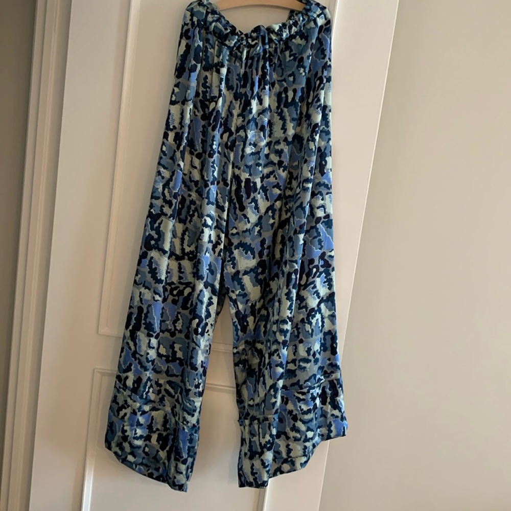 Free People Blue and Black Wide-Leg Pants